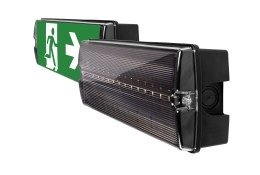 Schwarze ORION II 100 CB Sicherheitsleuchte mit transparenter Abdeckung
